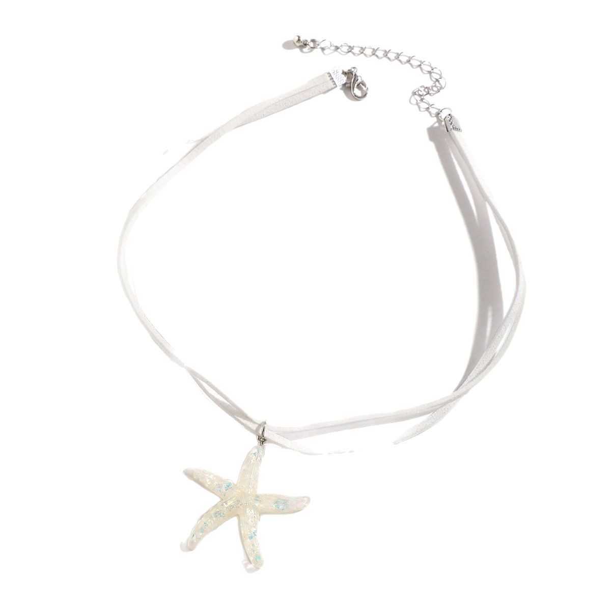 Pendant Necklaces Bohemian style starfish pendant necklace beach and seaside vacation accessories star shaped womens collarbone chain H25219