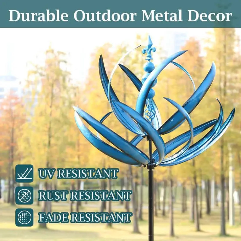 Harlow Wind Spinner Metal Windmill 3D Wind Powered Kinetic Sculpture Lawn Metal Wind Solar Spinners Yard Garden Decoration 250220