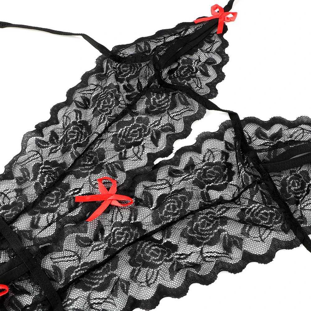 IKOKY Sexy Costumes Sexy Lingerie Erotic Lingerie Lace Siamese Perspective Three-Point Underwear G-string Sex Toys for Women W250220