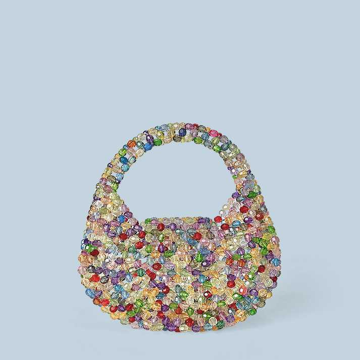 Autumn Winter Light Luxury Premium Texture Handmade Beaded Mini Bead Bag Sparkling Handheld Banquet Bag 250215