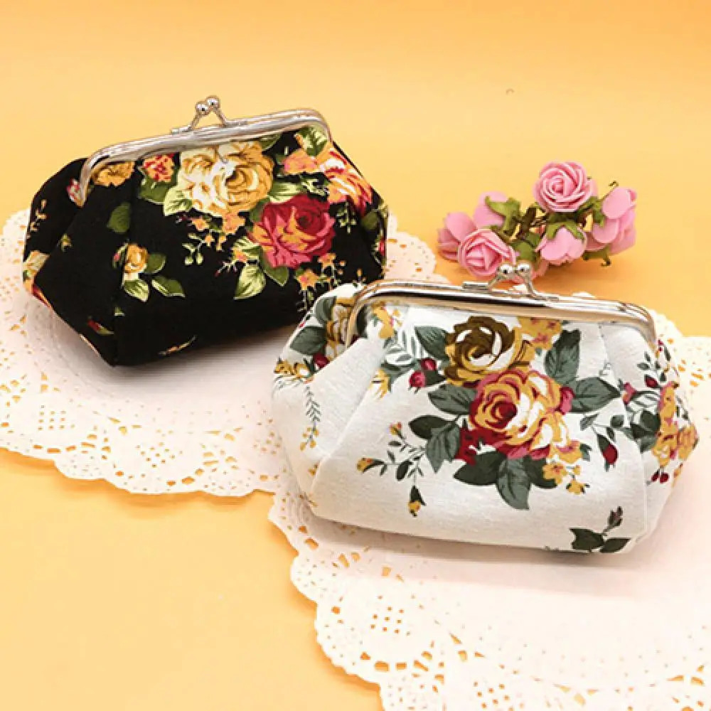 Women Wallet Flower Printed Canvas Card Holder Coin Purse Clutch Handbag Bag 250213