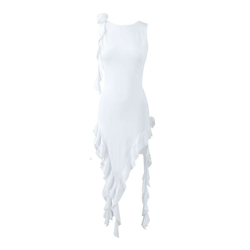 European Instagram hot item American outfit sexy cover up dress jellyfish ruffle edge skirt 2025 new style chic and elegant clothing