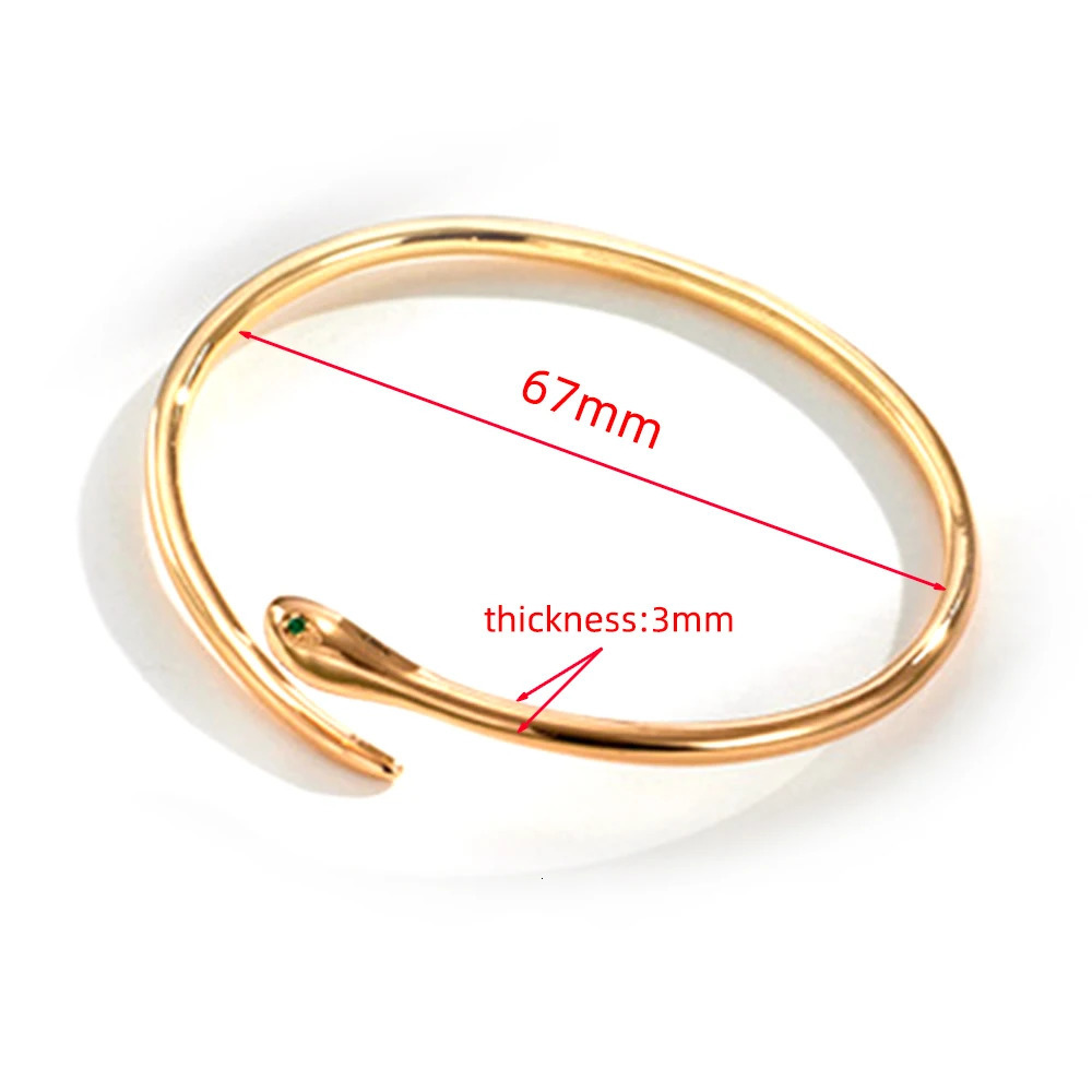 Simple Fashionable Snake-shaped Copper Bracelet Opening Adjustable Golden Retro Snake Head Bangles Men Women Personality Jewelry 250220