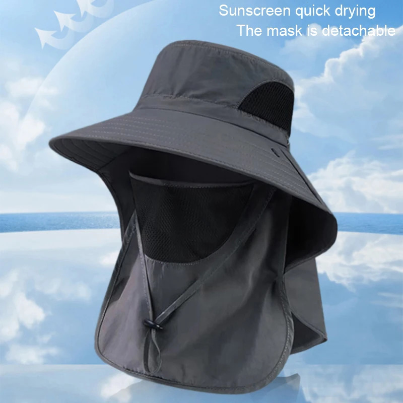 Summer Sun Hats UV Protection Outdoor Hunting Fishing Cap For Men Women Hiking Camping Visor Bucket Hat Neck Flap Fisherman 250117