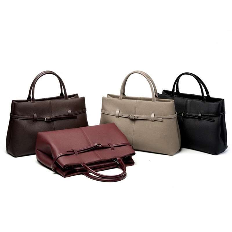 Toptrends Cowhide Genuine Leather Large Tote Handbags For Women 2025 Designer Top Handle Work Office Ladies Shoulder Bags