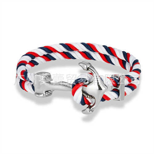 Charm Bracelets Classic navy style stainless steel anchor bracelet for mens casual double stranded multi-color sailing surfing bracelet H25220