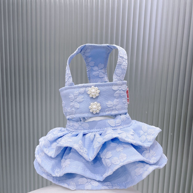 Summer Dog Clothes with Pearl Decoration Camisole Puffy Skirt Puppy Party Dresses Mini Dog Princess Dress Perfect for Chihuahua, Yorkie, Teddy and Sma