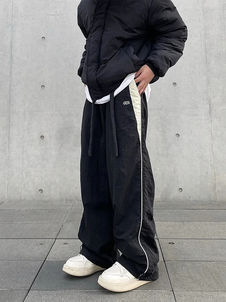 Y2K mens streetwear fashion products Korean Harajuku leisure parachute technology womens sports pants wide leg runners Trouser clothing 250218