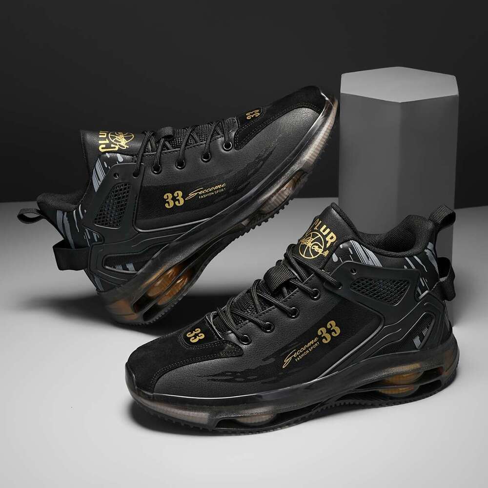 1 pair of fashionable high top sp orts shoes - PU mesh with gold accents, rubber base, comfortable durable, perfect for ca sual outi ngs and lei sure 