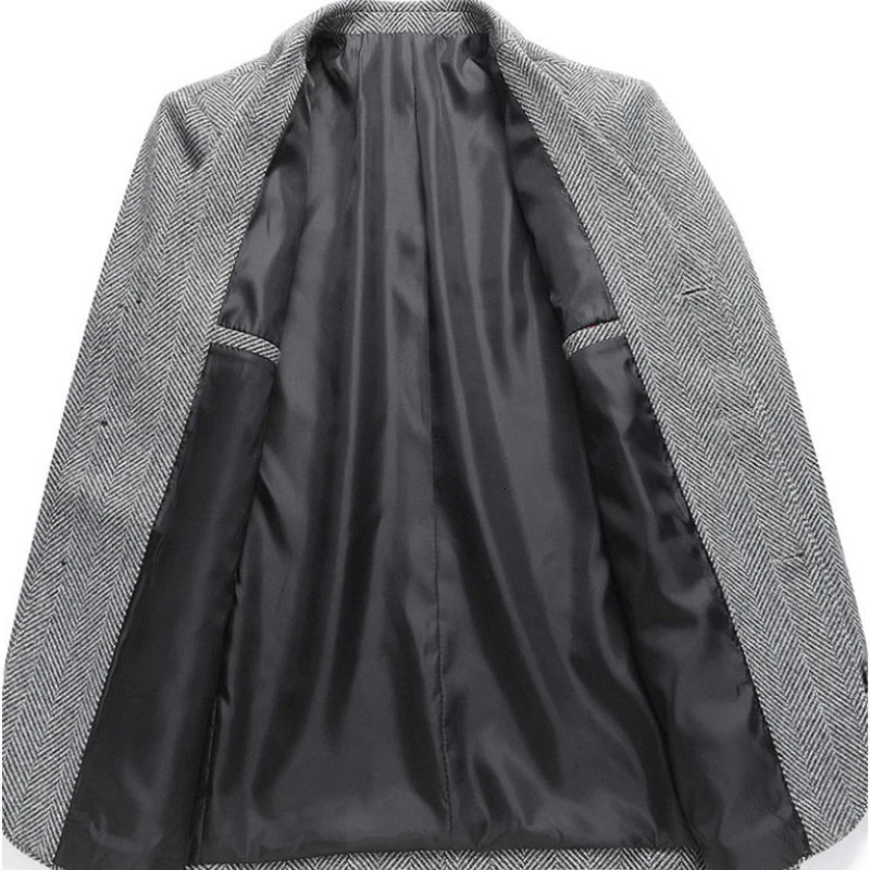 Spring and Autumn Herringbone Wool Long-sleeved Suit Four Colors Exploded Three-grain Single-breasted Suit Men 250220