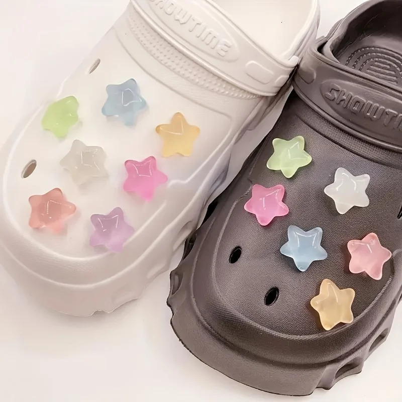 7pcs GlowintheDark Star Shoe Charms Easy Install Fun DIY hole shoes Buckles for Hole 250219