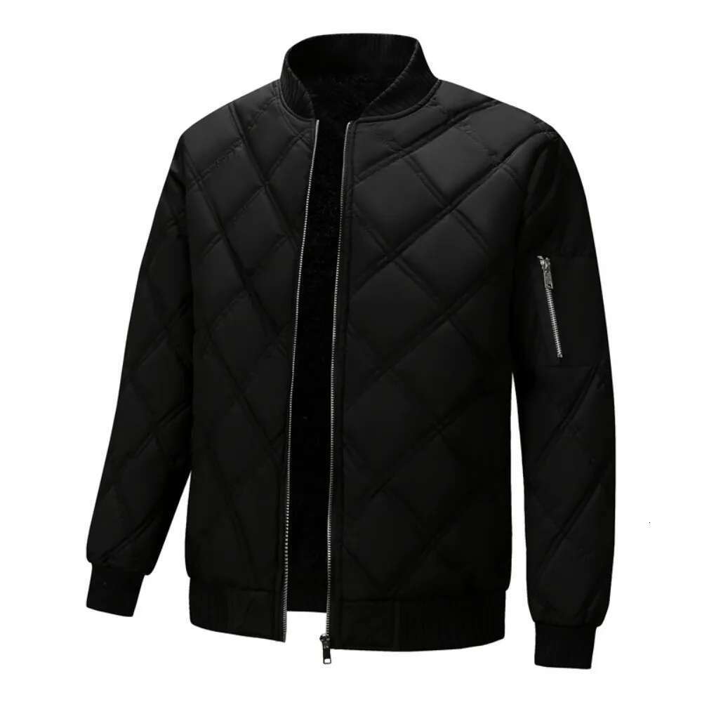 Men's Thick Fur Lining, High Neck, Large Size, Casual Clothing, Monochrome Paper, Warm, Autumn & Winter