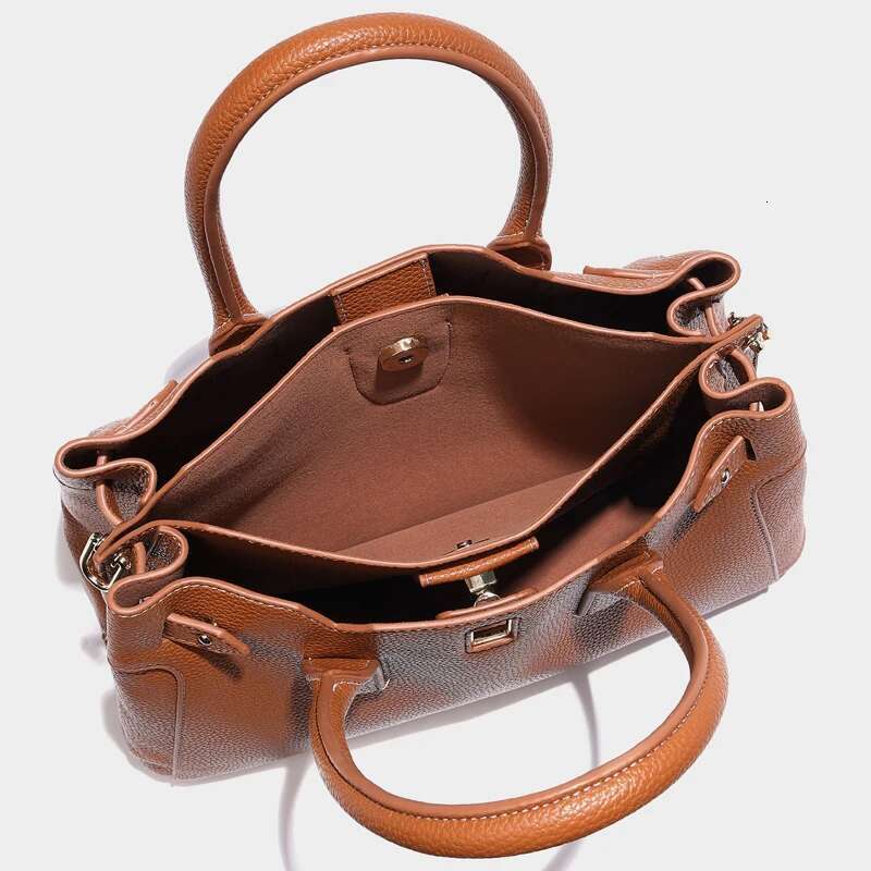 Classic Tote Bags For Women Designer Handbags And Purses 2024 New In PU Vintage Lychee Texture Lock Top Handle Shoulder