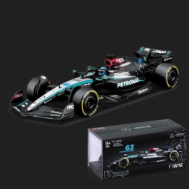 Bburago 1 43 Mercedes AMG F1 W15 E Performance 2024 Alloy Car Micro Die Casting Model 44# Lewis Hamilton 81# George Russell ToyXJ250407