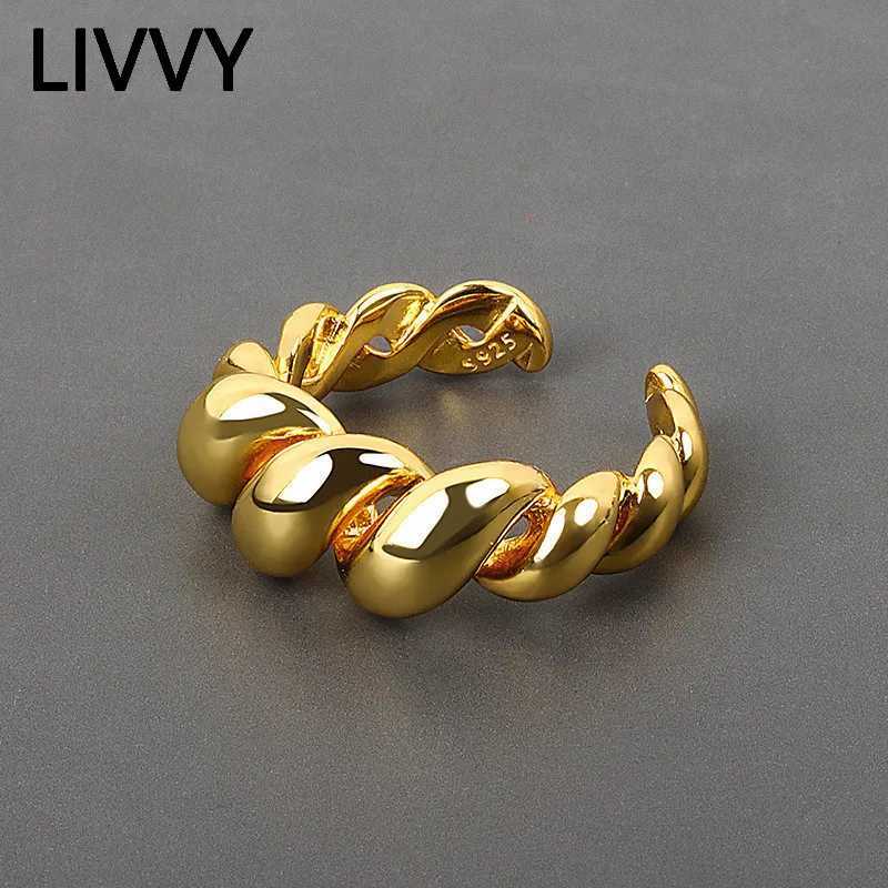LIVY Silver Retro Ring 2021 Trend Gold Convex Engagement Text Fashion Jewelry Gift Accessories X250220