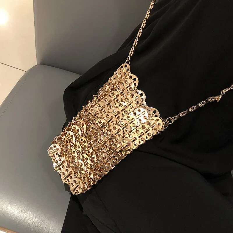 Designer Tote Aesthetic Bags Handbag Metal Hollow Women's Wedding Party Clutch Shoulder Female Evening Bag