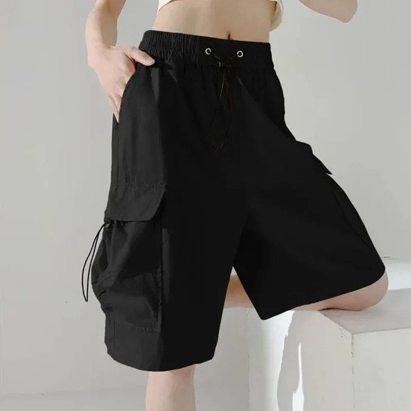 Xpqbb Cargo Shorts for Women Harajuku High Waist Baggy Y2K Hip Hop Shorts Woman Streetwear Trendy Big Pocket Bf Short Pants 250219