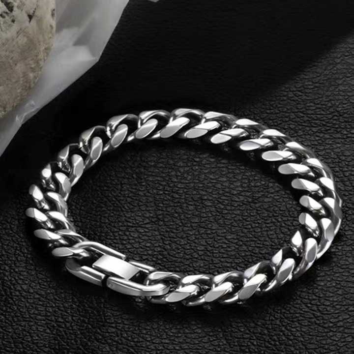 Charm Bracelets Titanium steel mens Cuban bracelet trend ins thick bracelet mens jewelry chain polishing punk bracelet H25220