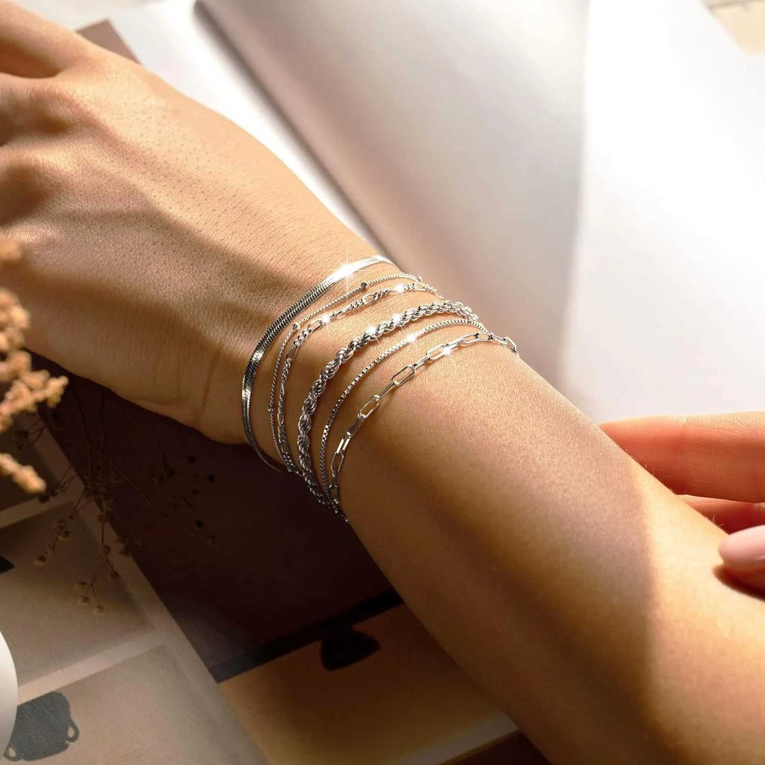 Gift Set Silver Bracelets for Women Tren 925 Sterling Silver Jewelry Set for Women Bracelets for Women Gold Jewelry setXJ250219