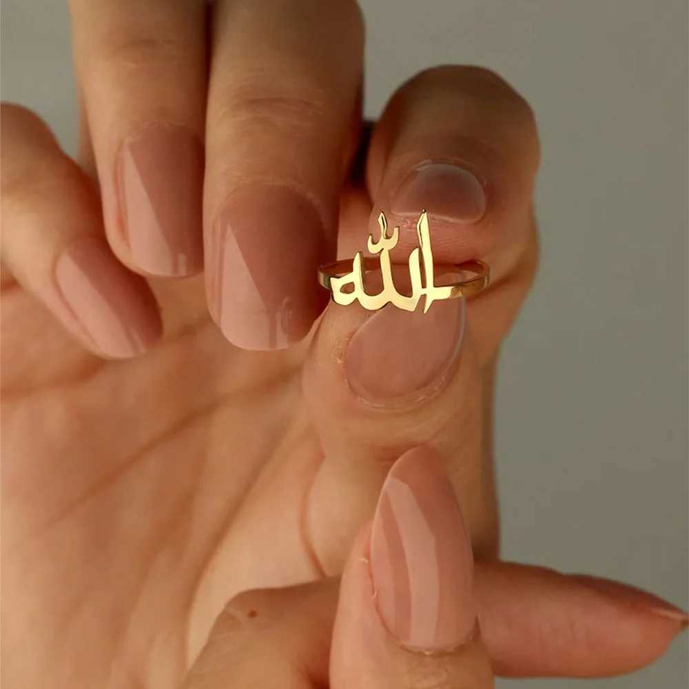 Fashionable Arabic text ring used for gold colored stainless steel open rings religious jewelry gifts X250220