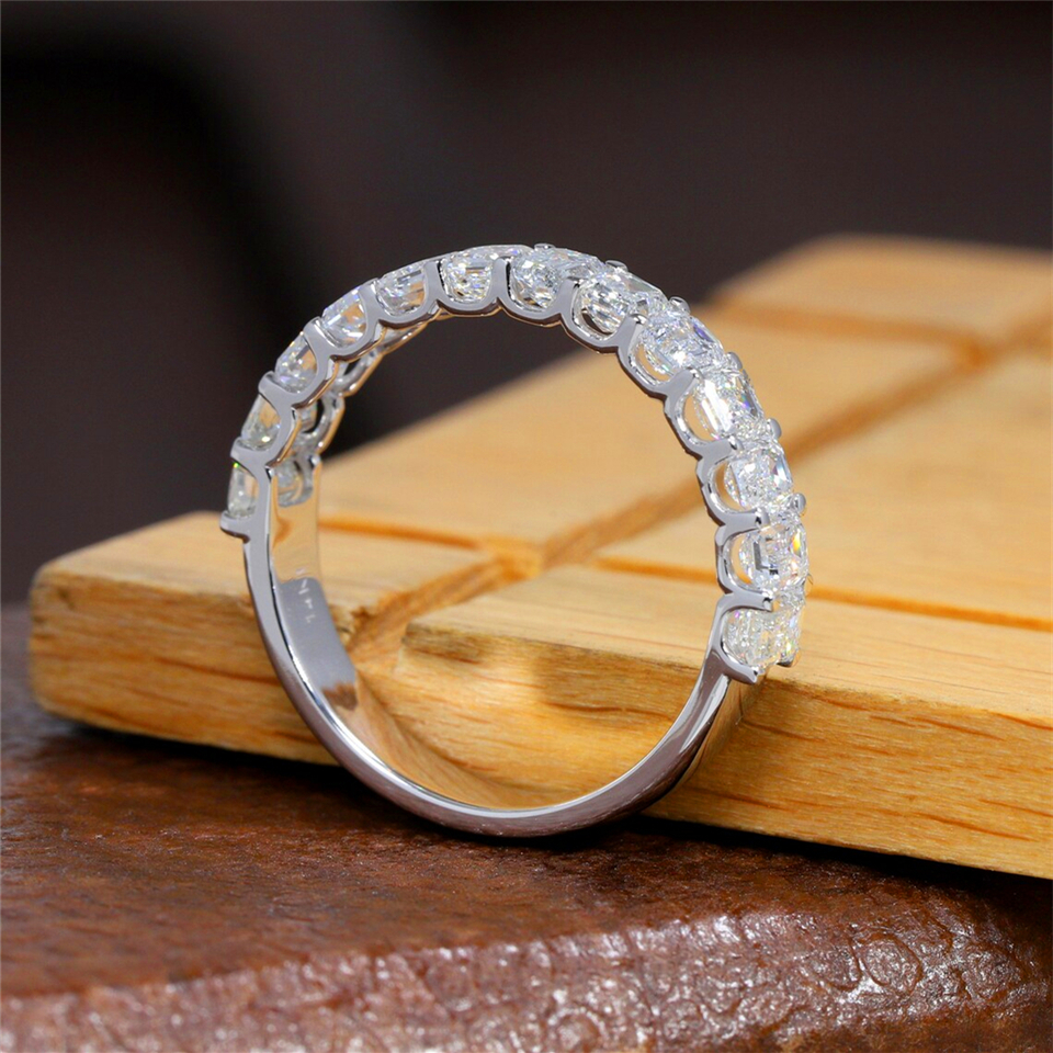 Jewelry 0.21ct Each Emerald Half Eternity Band 14K Real Gold HPHT Diamond Lab Diamond Ring For Women AU750 Ring Luxurious 14K yellow gold
