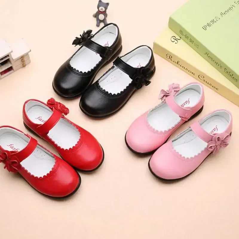 Girls Leather Shoes for Children Wedding Dress Princess School Shoes Kids Summer Bow-knot Black Student Sandals Korean Fashion X250220