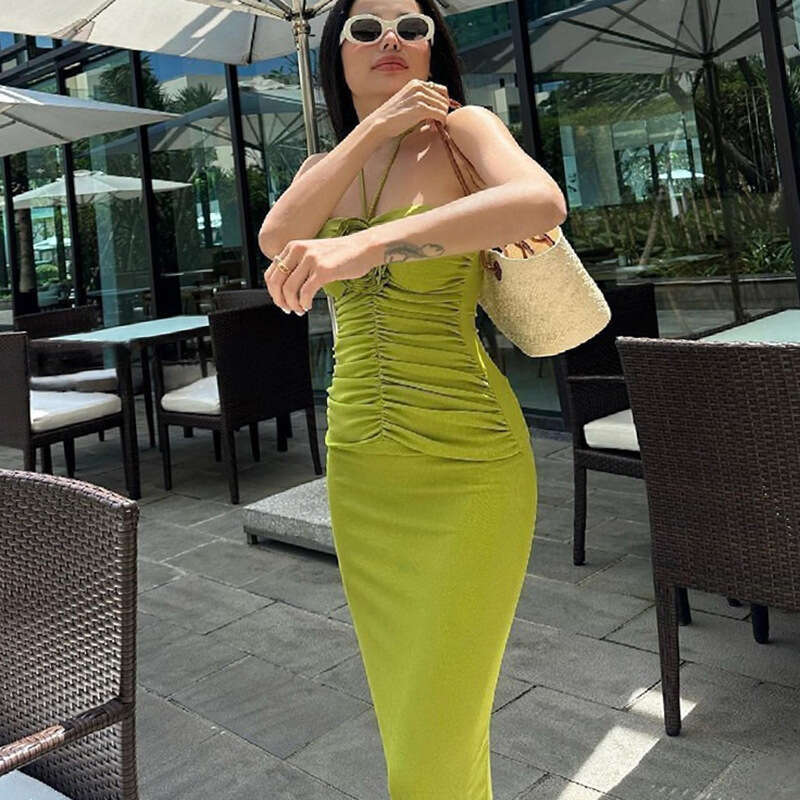 European American style spring and summer hot item sexy spicy girl suspender backless jumpsuit long skirt 2025 new casual versatile fashion clothing