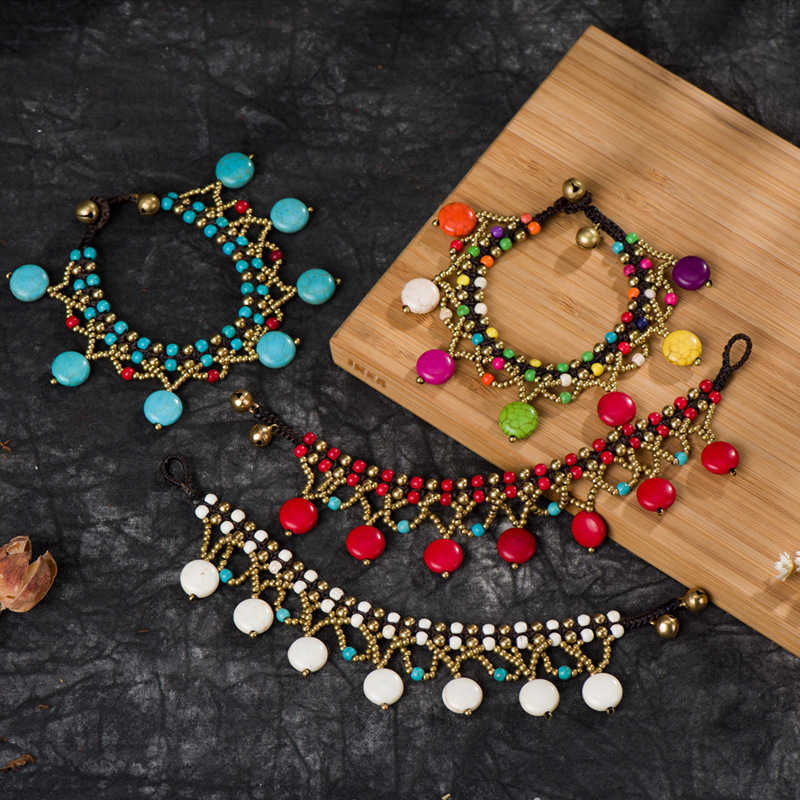 Charm Bracelets Bohemian style Mancheng jewelry pancake hand woven beach hollow Bracelet girl H25220
