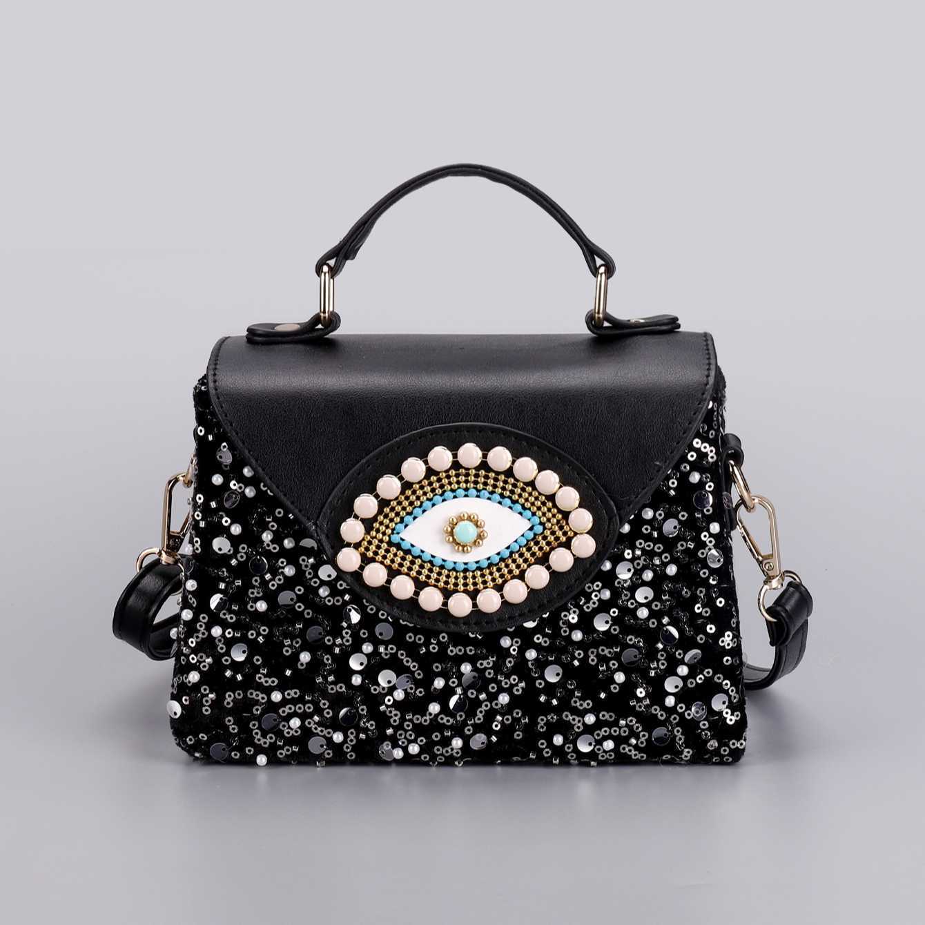 Autumn Winter Eye Box Bag Beaded Handheld Small Square Bag Ethnic Style Crossbody Bag 250215