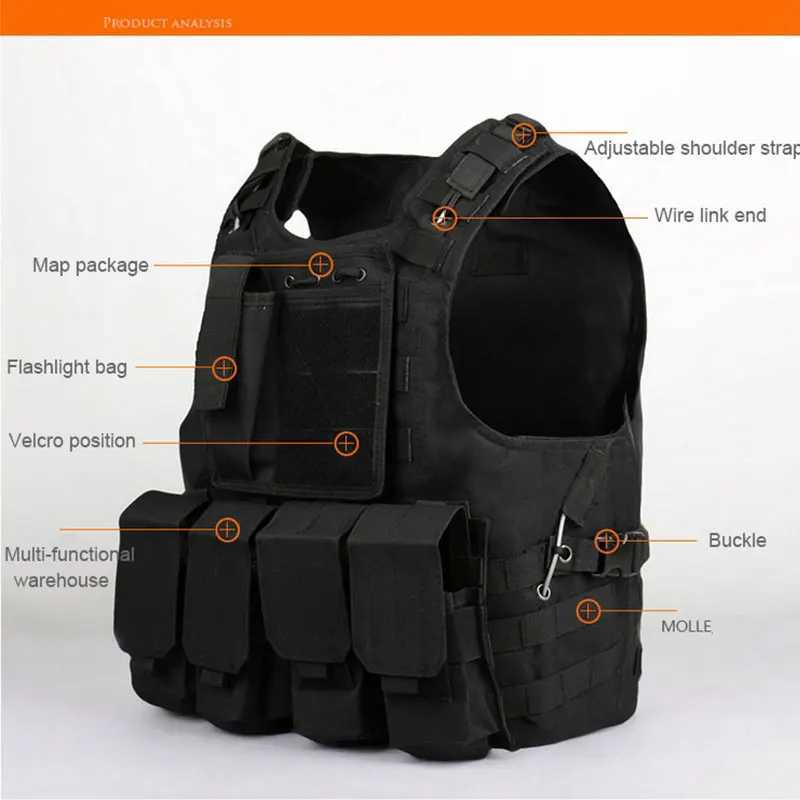 Tactical Hunting Camouflage Vest Combat Security Waistcoat Army CS Game Airsoft Assault Molle Vest Equipment Outdoor ClothingXJ250219