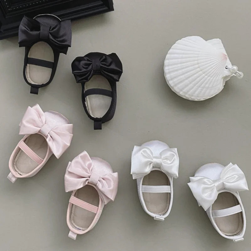 Baby Shoes Spring Autumn Girls Bow Ballet Style Satin Soft Baby Anti-slip and Anti Drop Heel Princess Toddler Shoes 250219