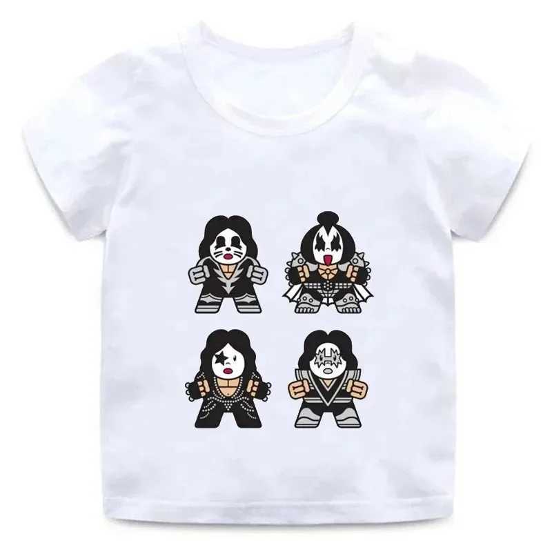 T-shirts Summer Kids T-Shirt Boys Graphic T-Shirt New Fan Kiss Rock Band Printed Kids Short Sleeve T-Shirt Kawaii Clothing H250220