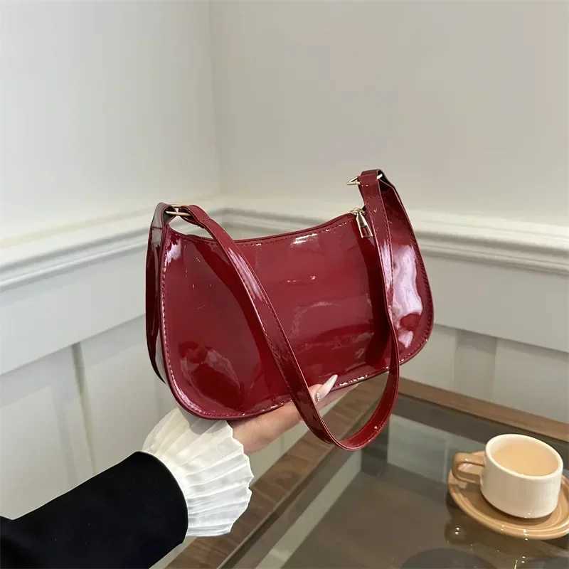 Wens Patent Leather Handbag Versatile Fi Shoe Casual Cmuting Bags Girl Brand Designer Zipper Handbag Korea 2025 Y250321