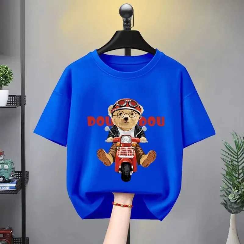 T-shirts Boys and Girls 100% Cotton T-Shirts Summer Baby Sports Cartoon T-Shirts Fashion Printed Cool Bear Crew Childrens Clothing H250220