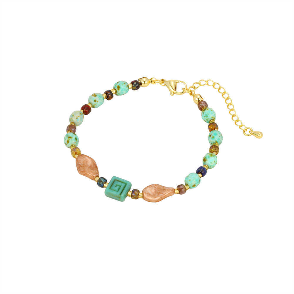 Charm Bracelets Ethnic style fashion exotic style old glass bracelet classical fashion thread geometric shape mens and womens Czech bead bracelet H252