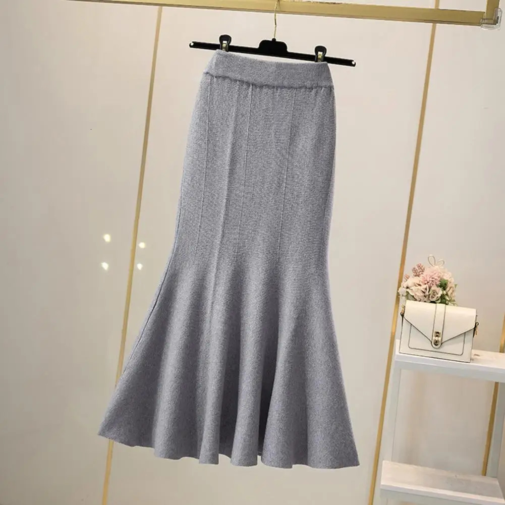 Breathable fish tail long skirt elegant high waisted office ladies breathable viscose fiber 250220