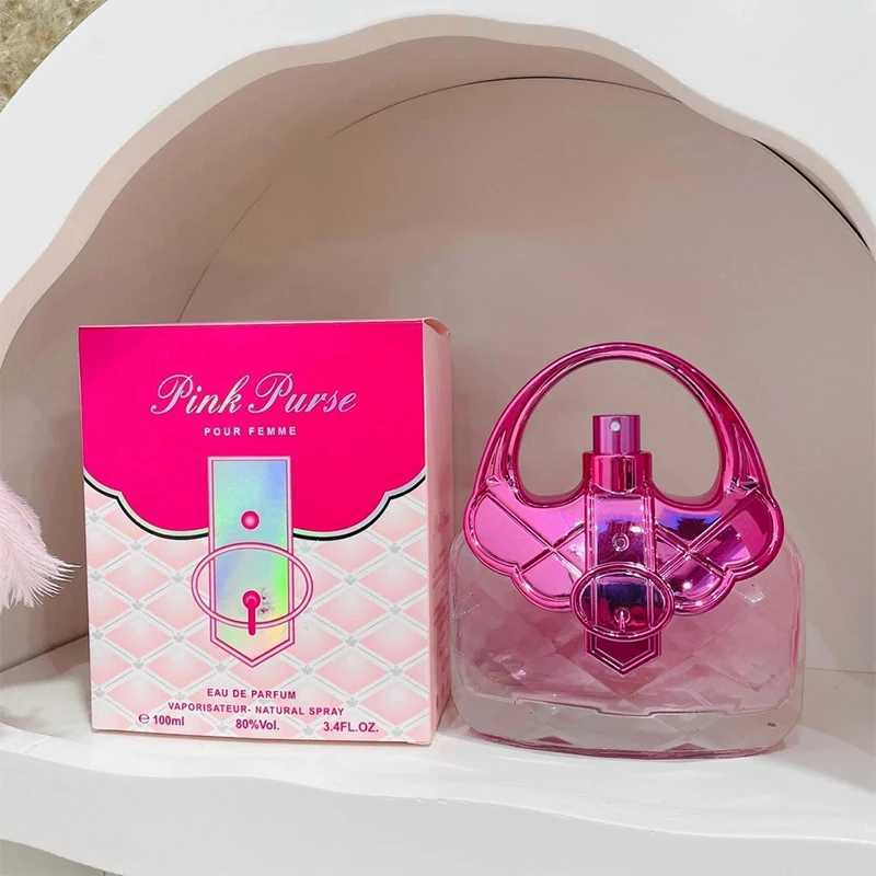 Handbag appearance 100ml womens perfume durable natural flower light perfume pink purse creative Arab body perfumeXJ250409