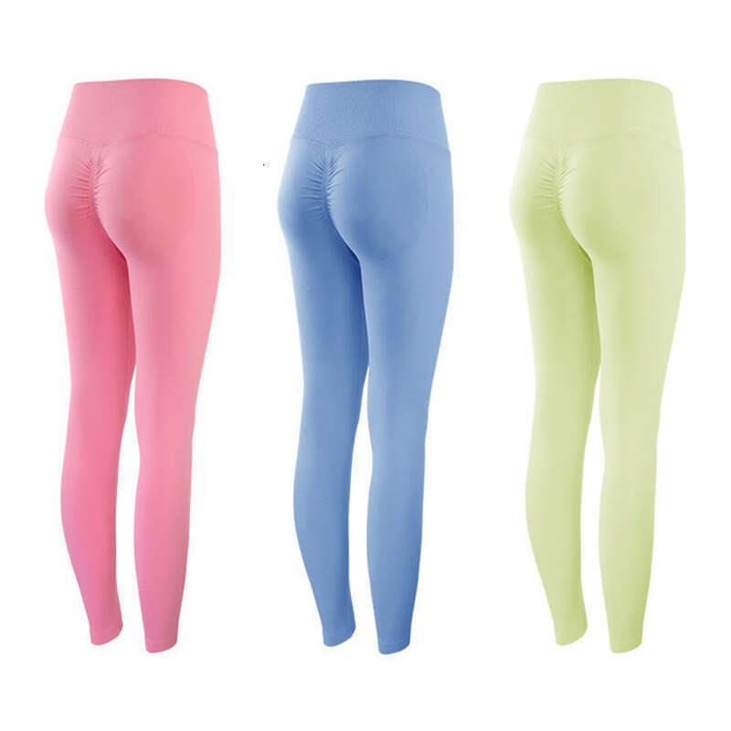 European American seamless T-e peach yoga women's pleated high waisted, waist cinching, hip lifting fiess pants, 2025 new style, chic and elegant
