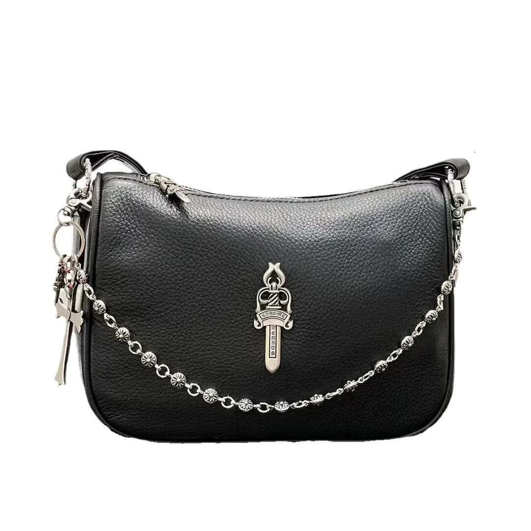 2024 Spring Season Genuine Leather Chicken Block Sword Cross Chain Niche Underarm Bag Unique Fashionable Shoulder Women