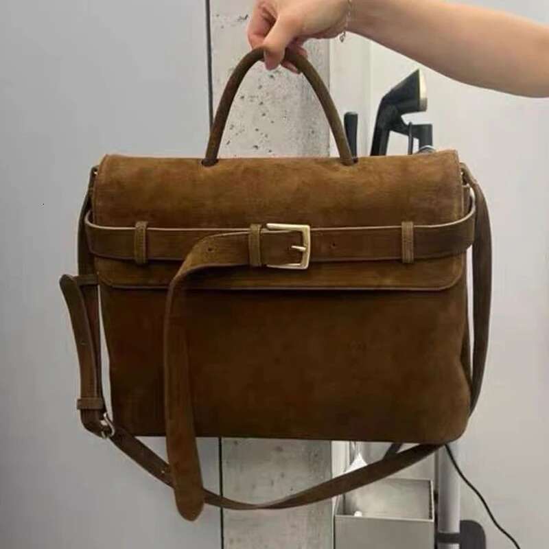 Faux Suede Square Messenger Bags For Women Designer Handbag And Purse 2024 New In Vintage Belt Buckle Shoulder Crossbody