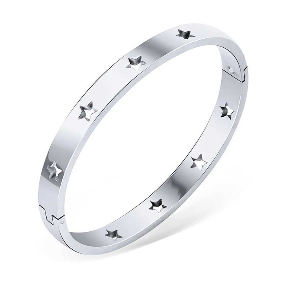 Star hollow Titanium Steel Bracelet For Women Simple Rose Gold Color Men Bracelet Classic Tren Fashion Jewelry AccoriesXJ250219