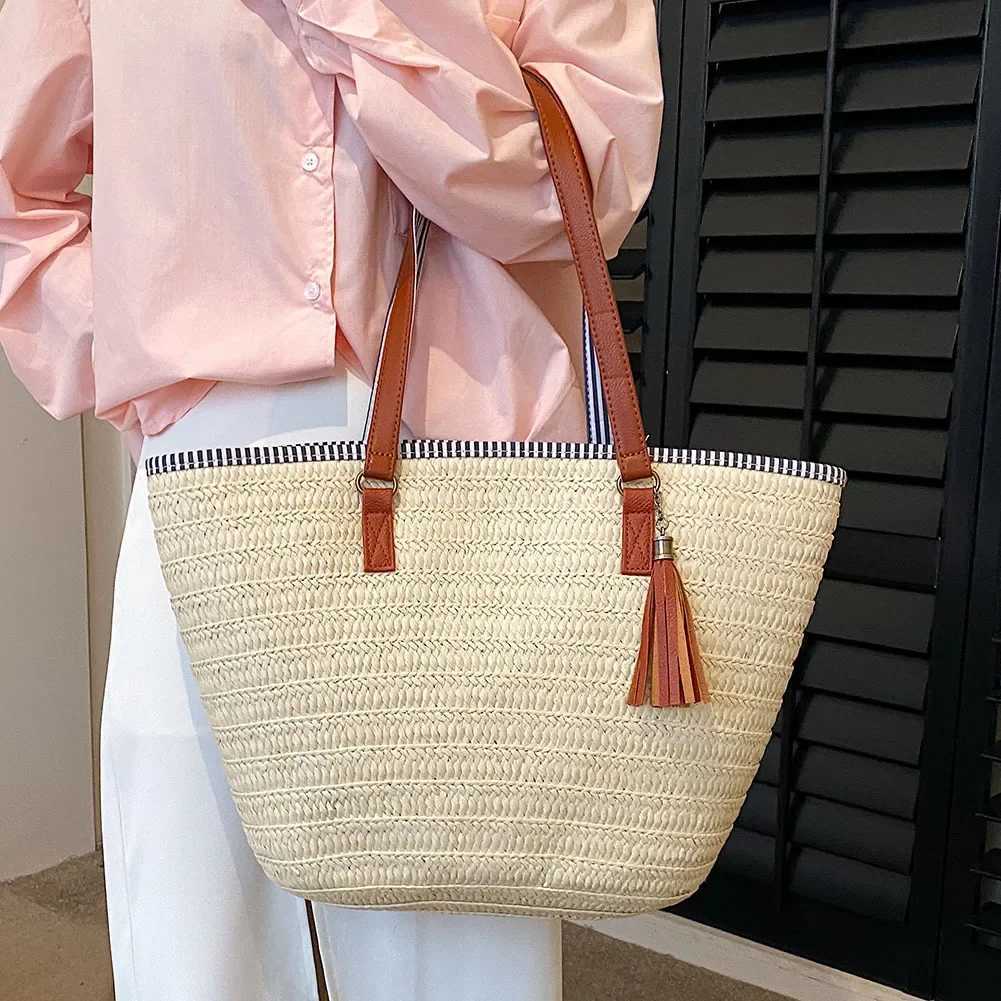 Weave Tote Bag Summer Beach Straw Handbags and Purses Female Bohemian Shoulder Bags for Women 2023 Lady Travel Shopping Bags Z250219