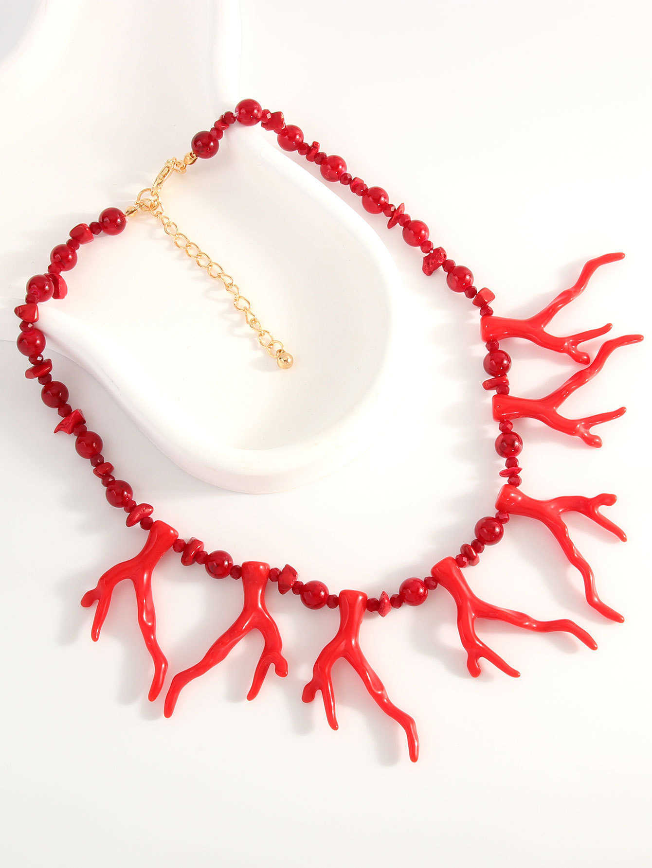 Pendant Necklaces ZA new personalized exaggerated bead coral resin necklace Bohemian beach vacation style accessory necklace H25219