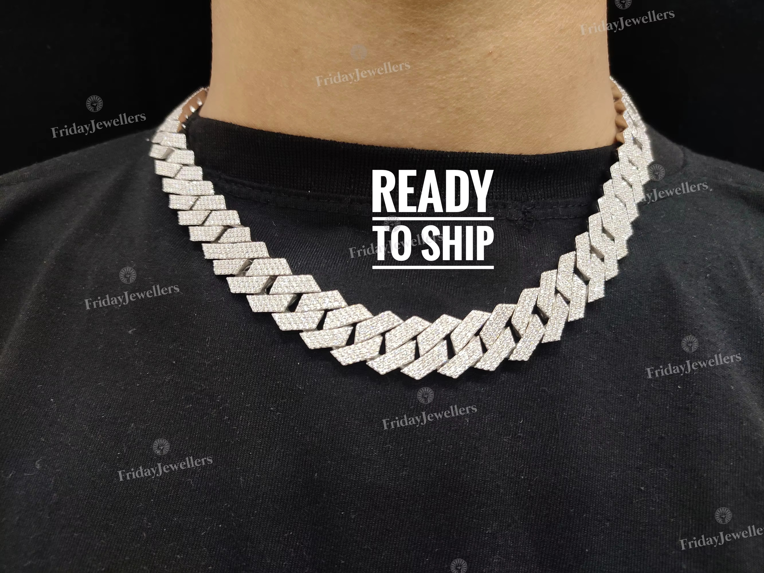 Unique Collection 14MM VVS Hand Set Micro Setting Moissanite Dia Cuban Chain for Boys Gifting Use From India