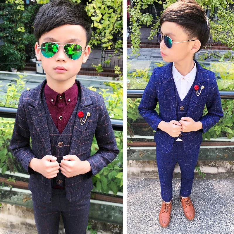 3 PCS Formal Boys Clothes Blazer Vest Pants Children Wedding Suits Tuxedos Kids Elegant Clothing Sets Boy Carnival Party Suit 250219