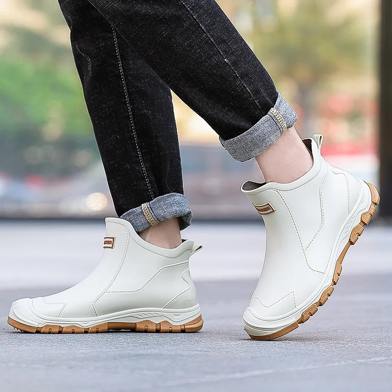Fashionable Rain Boots for Men Rainproof and Waterproof Shoes Short Nonslip Casual Fishing Rubber Work 250219
