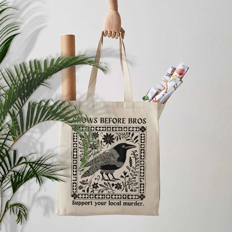 Crows Before Bros Vintage Crow Halloween Round Neck Dark Academy Gift Lipstick Shopping Storage Travel Women's Shoulder Bag swissmilitary