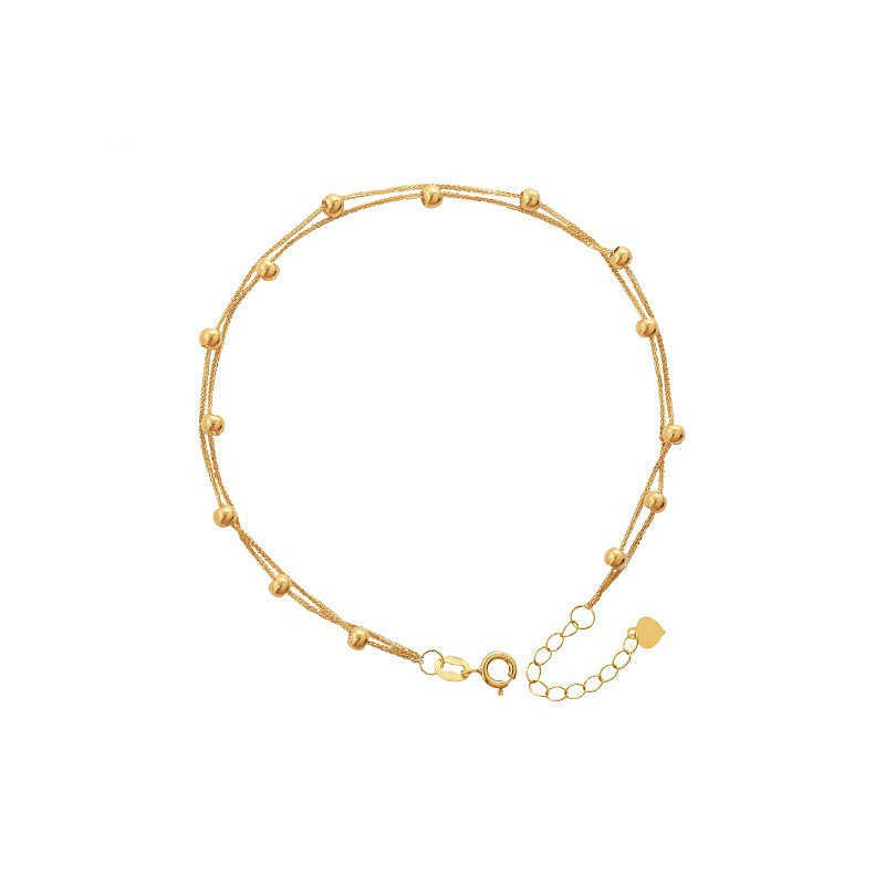 Charm Bracelets High end womens accessories titanium steel 18K gold double-layer round bead bracelet jewelry niche and versatile non fading hand jewel