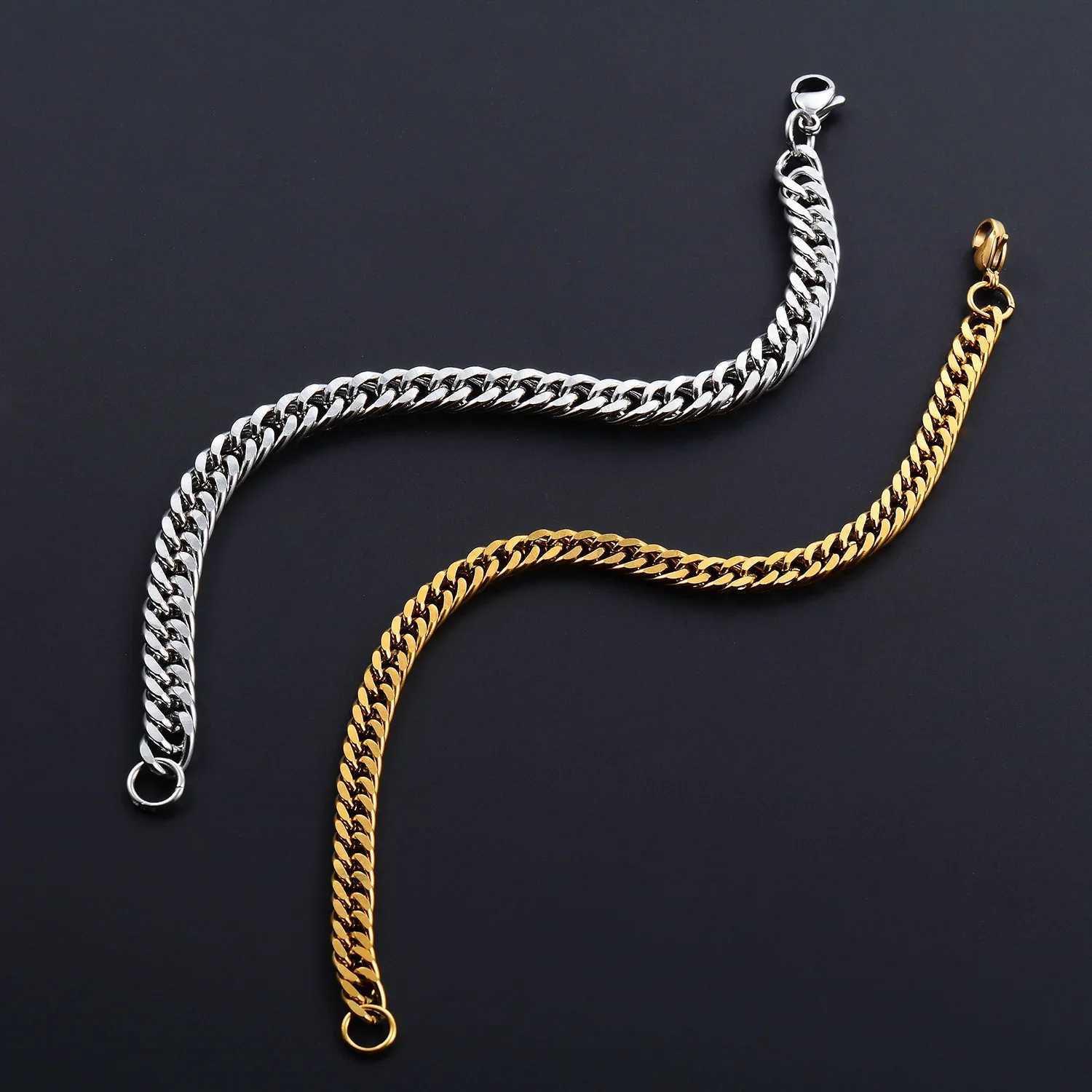 New Tren Silver Gold Color 316L Stainl Steel Cu Cuban Link Base Chain Unisex Wrist Jewelry Gifts for Men WomenXJ250219