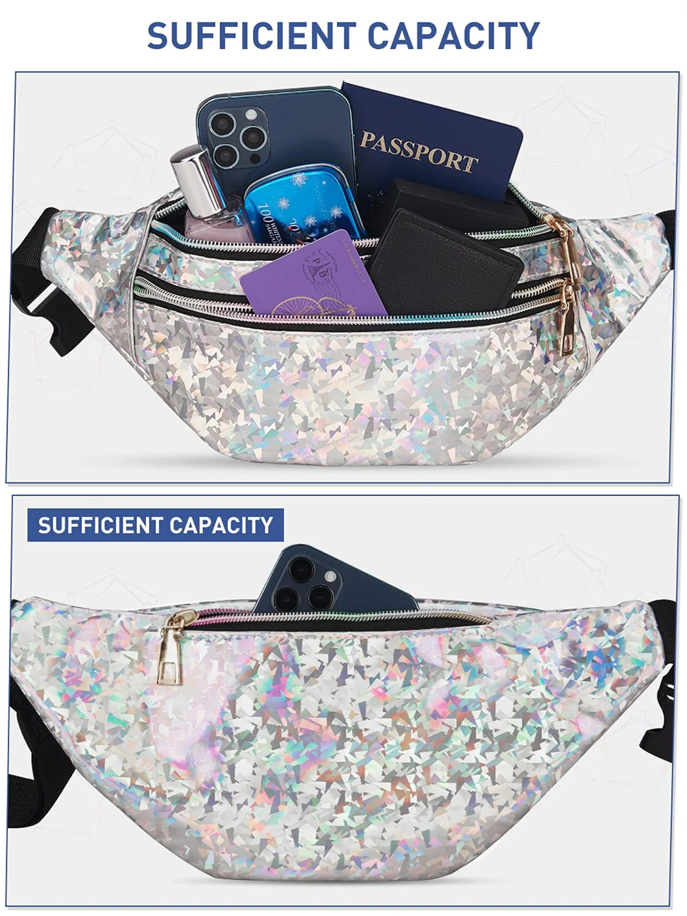 Laser Fanny Pack Belt Bag for Women Cross Body Packs Crossbody Bags small Waist Fashion Bum 250219